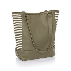 Thirty-One Color Block Tote Bag olive
